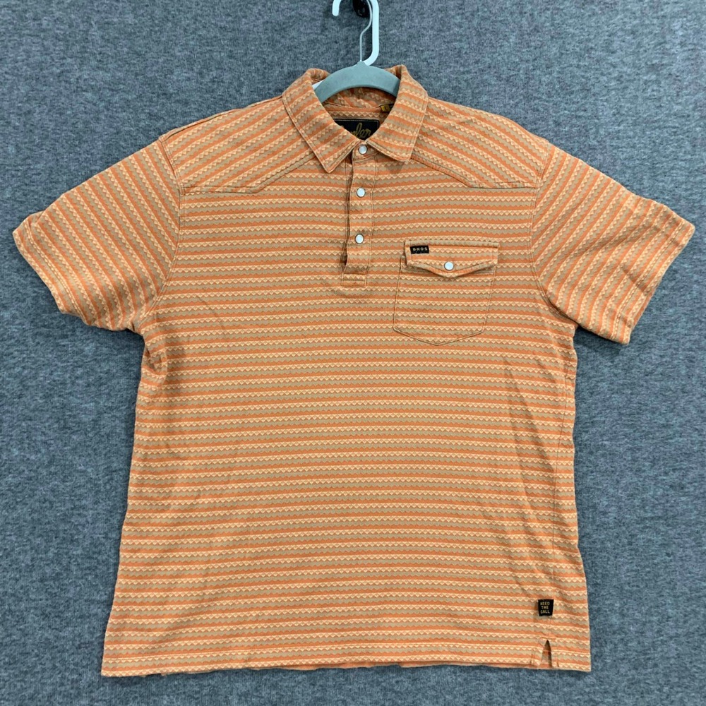Howler Brothers Ranchero Polo Men Large Orange Western Pearl Snap Yoke READ